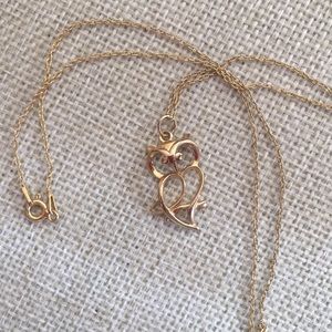 Sterling silver 14k plated owl pendant